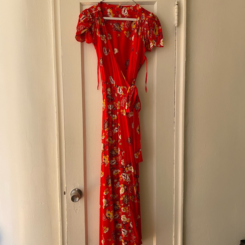Free People red floral maxi dress
